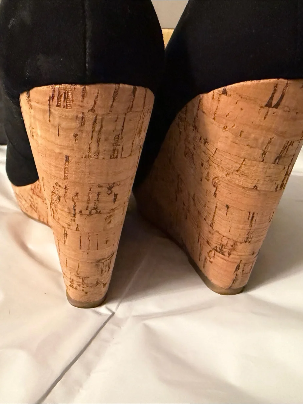 Thalia Sodi Black Suede Platform Pumps with Cork Sole